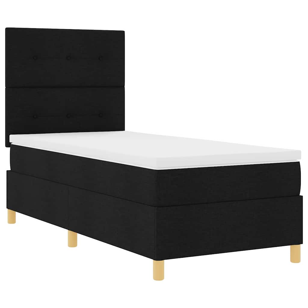Boxspringbett mit Kopfteil Schwarz 90 x 200 cm Stoff