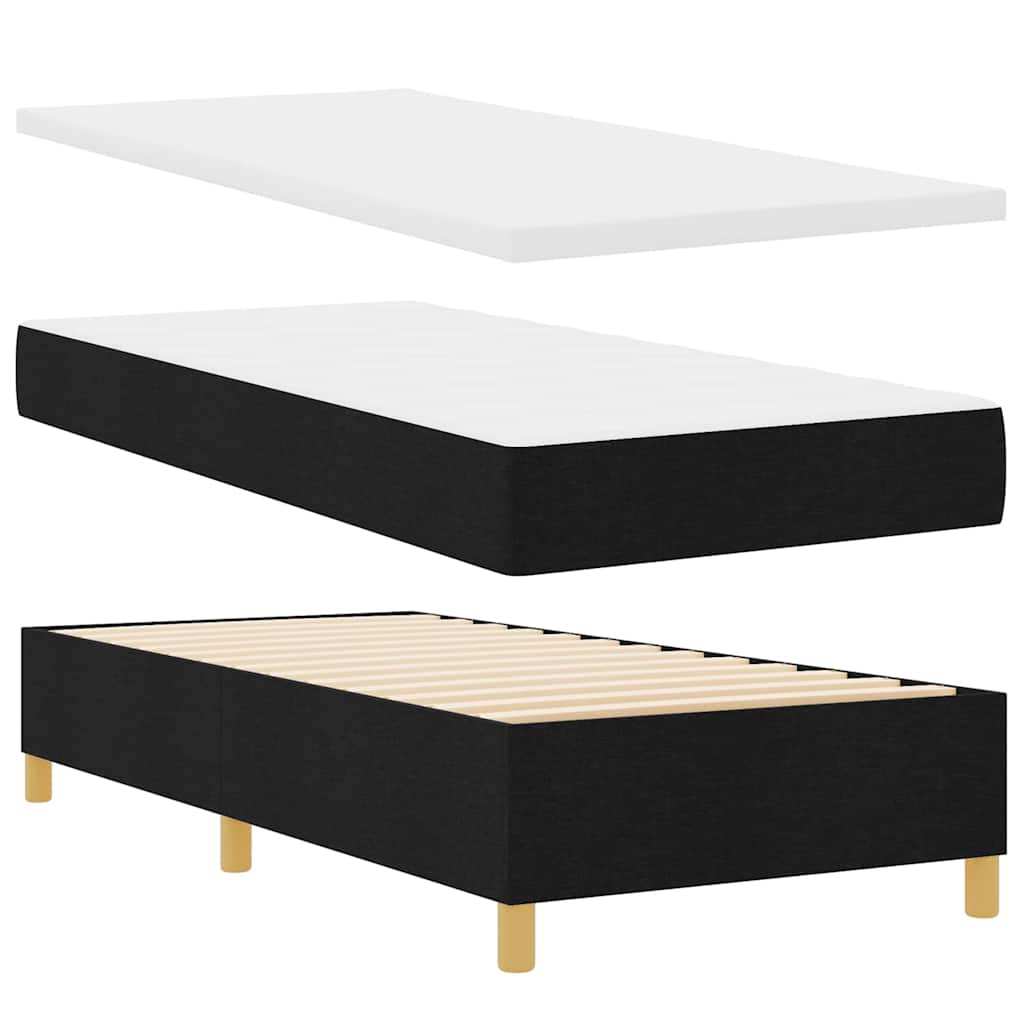 Boxspringbett mit Kopfteil Schwarz 90 x 200 cm Stoff