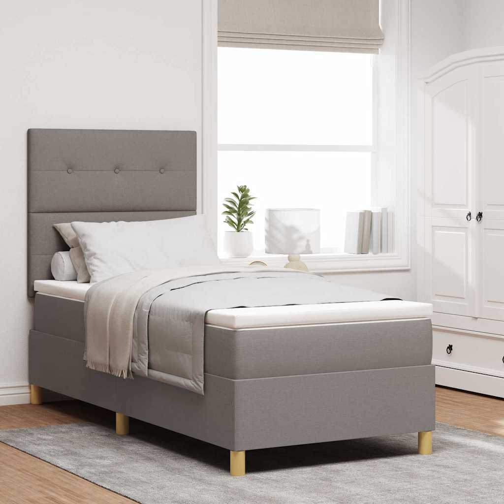 Boxspringbett mit Kopfteil Taupe 90 x 200 cm Stoff