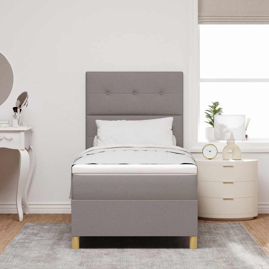Boxspringbett mit Kopfteil Taupe 90 x 200 cm Stoff