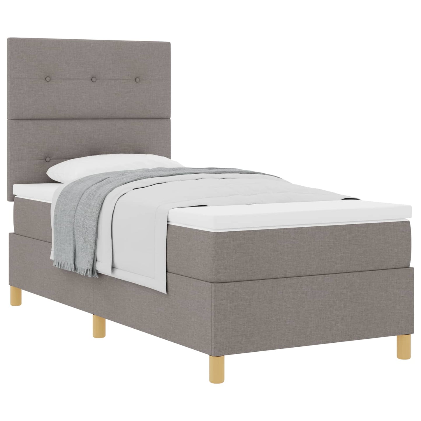 Boxspringbett mit Kopfteil Taupe 90 x 200 cm Stoff
