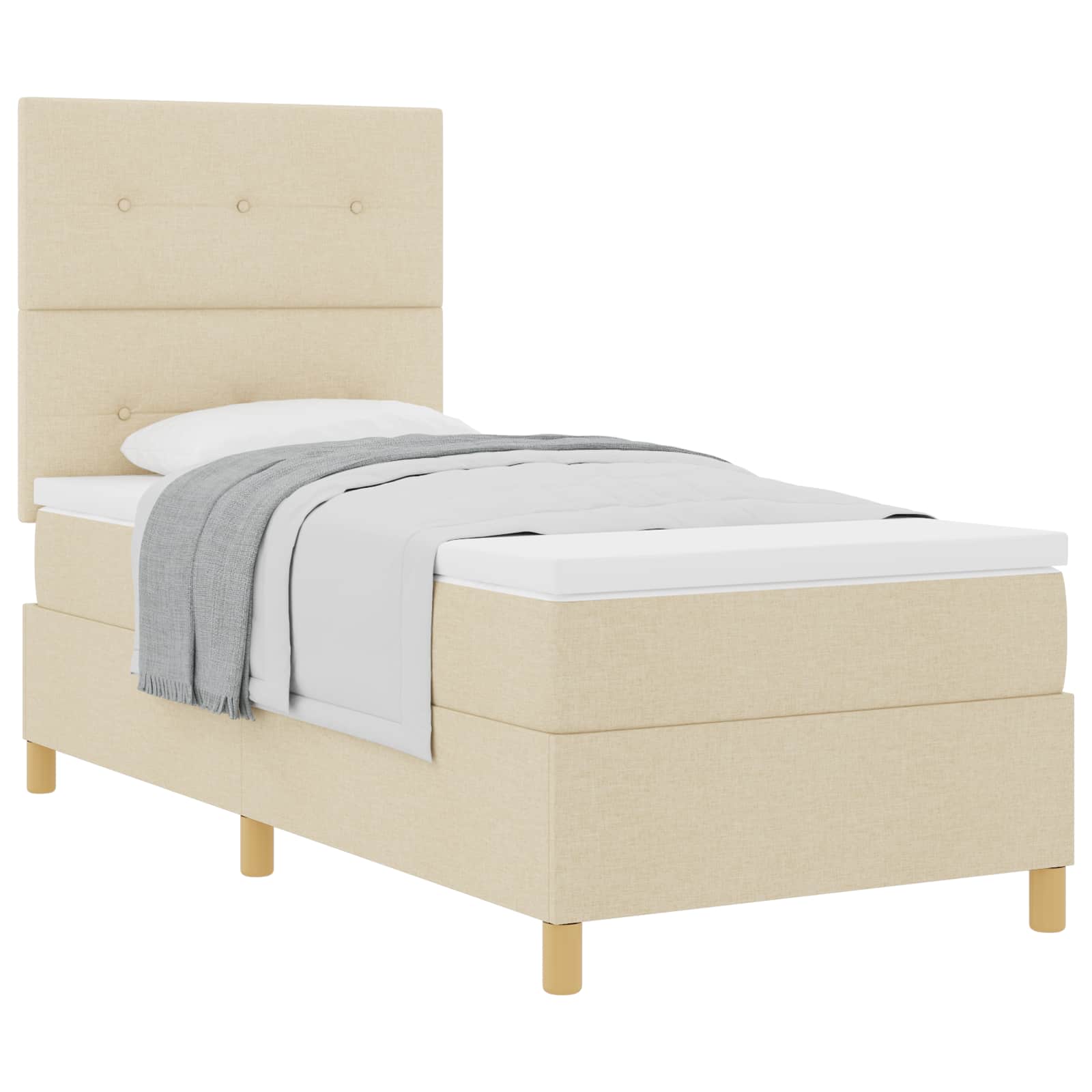 Boxspringbett mit Matratze mit Kopfteil Creme 90 x 200 cm Stoff