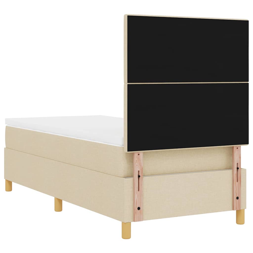 Boxspringbett mit Matratze mit Kopfteil Creme 90 x 200 cm Stoff