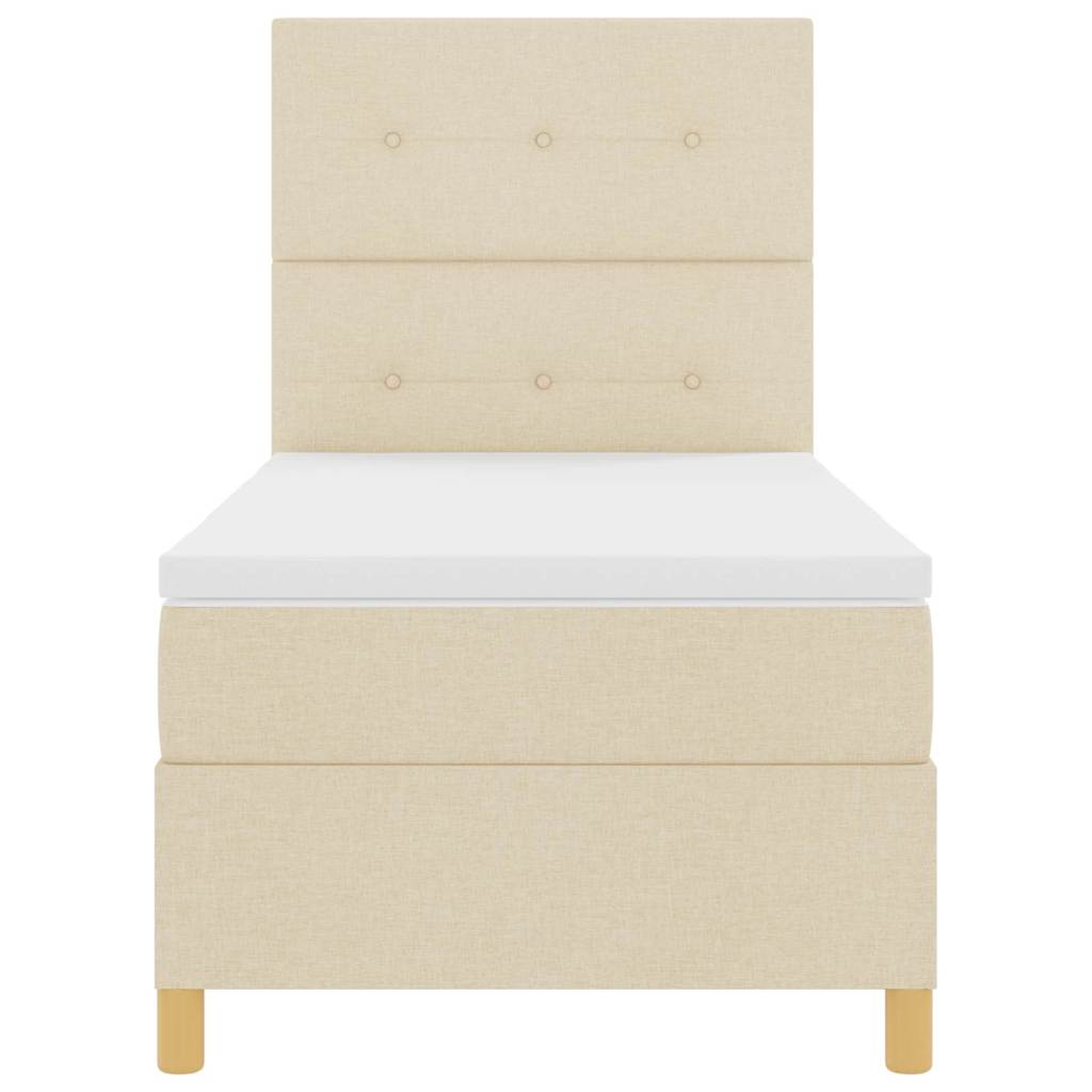 Boxspringbett mit Matratze mit Kopfteil Creme 90 x 200 cm Stoff