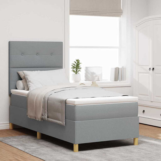 Boxspringbett mit Kopfteil Hellgrau 100 x 200 cm Stoff