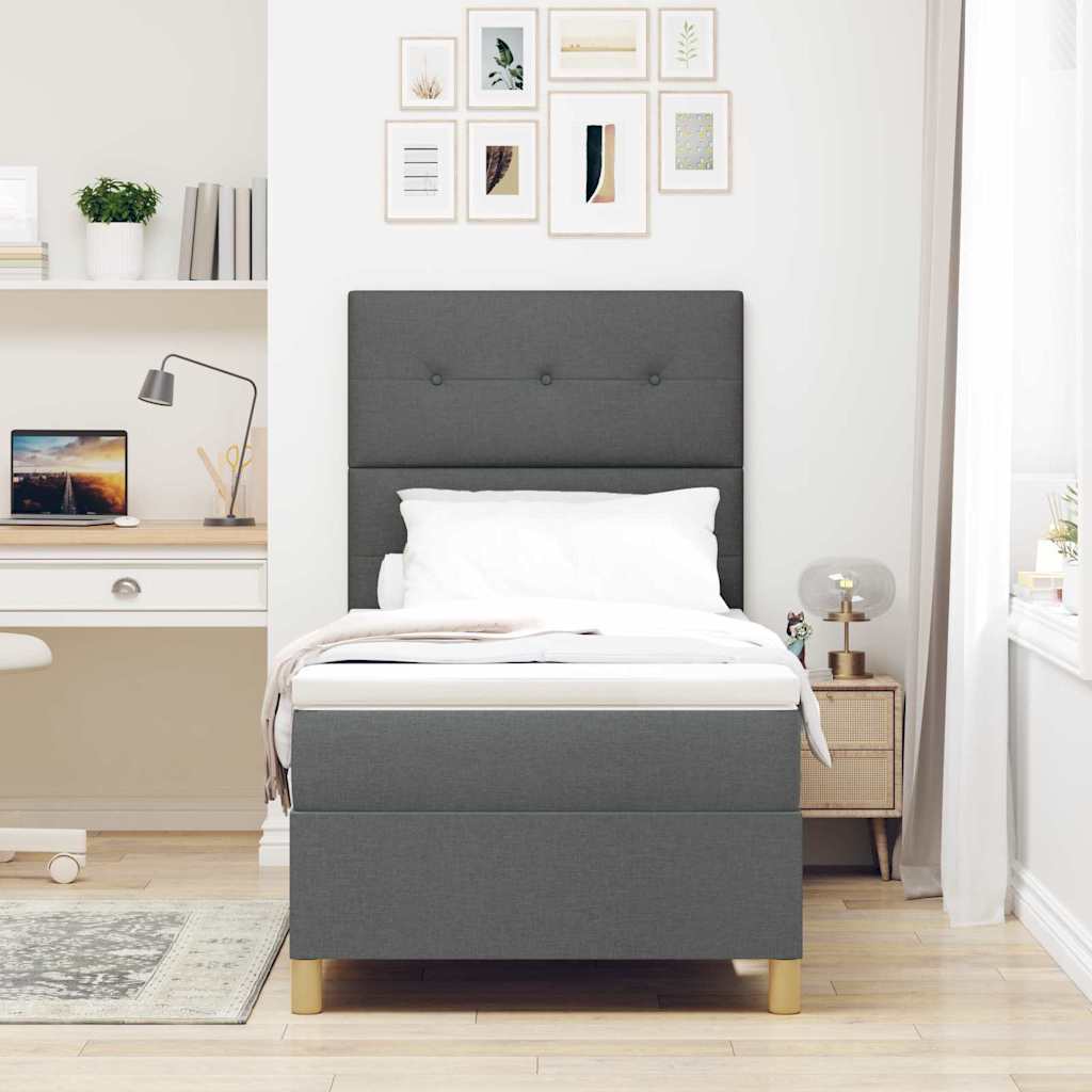 Boxspringbett mit Kopfteil Dunkelgrau 100 x 200 cm Stoff