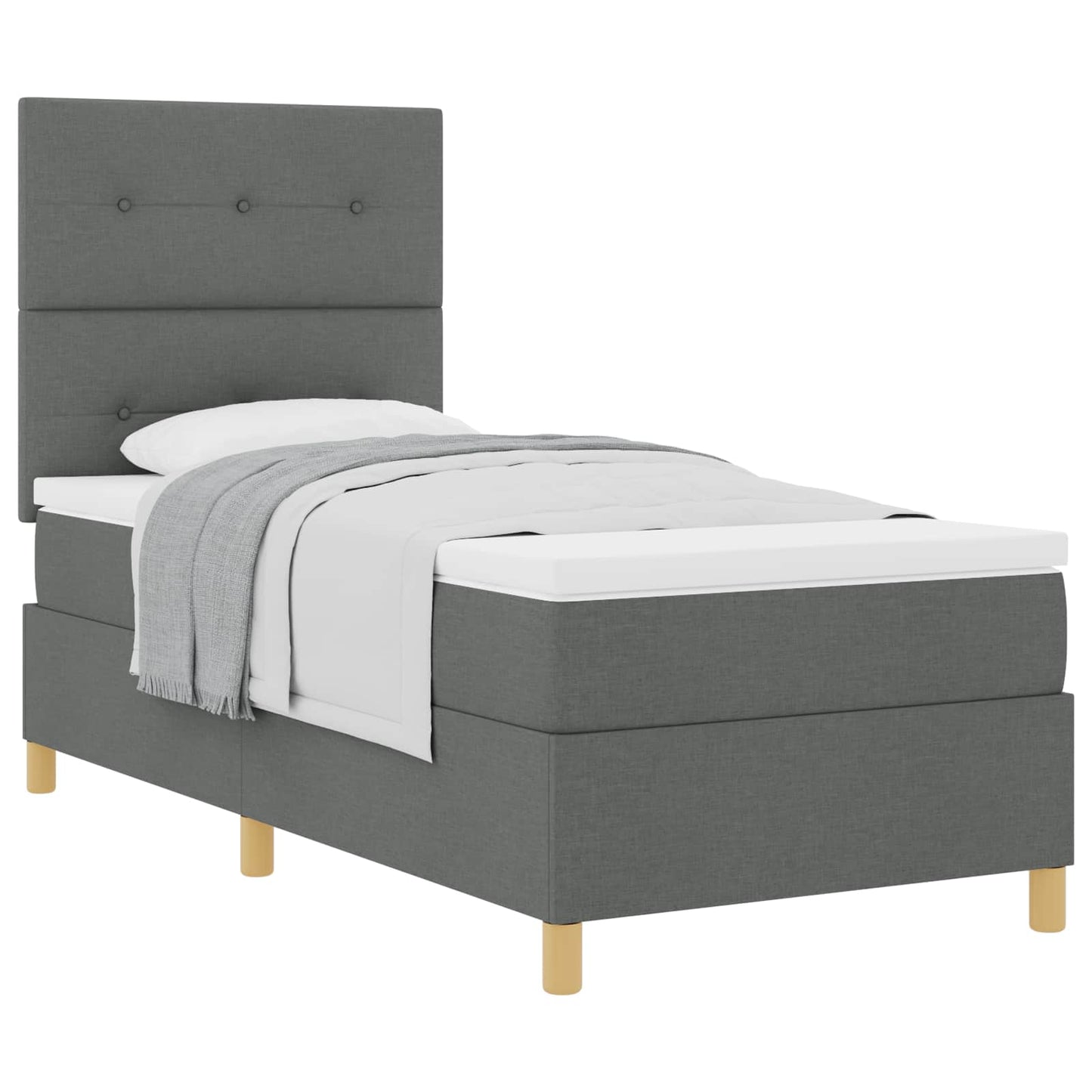 Boxspringbett mit Kopfteil Dunkelgrau 100 x 200 cm Stoff