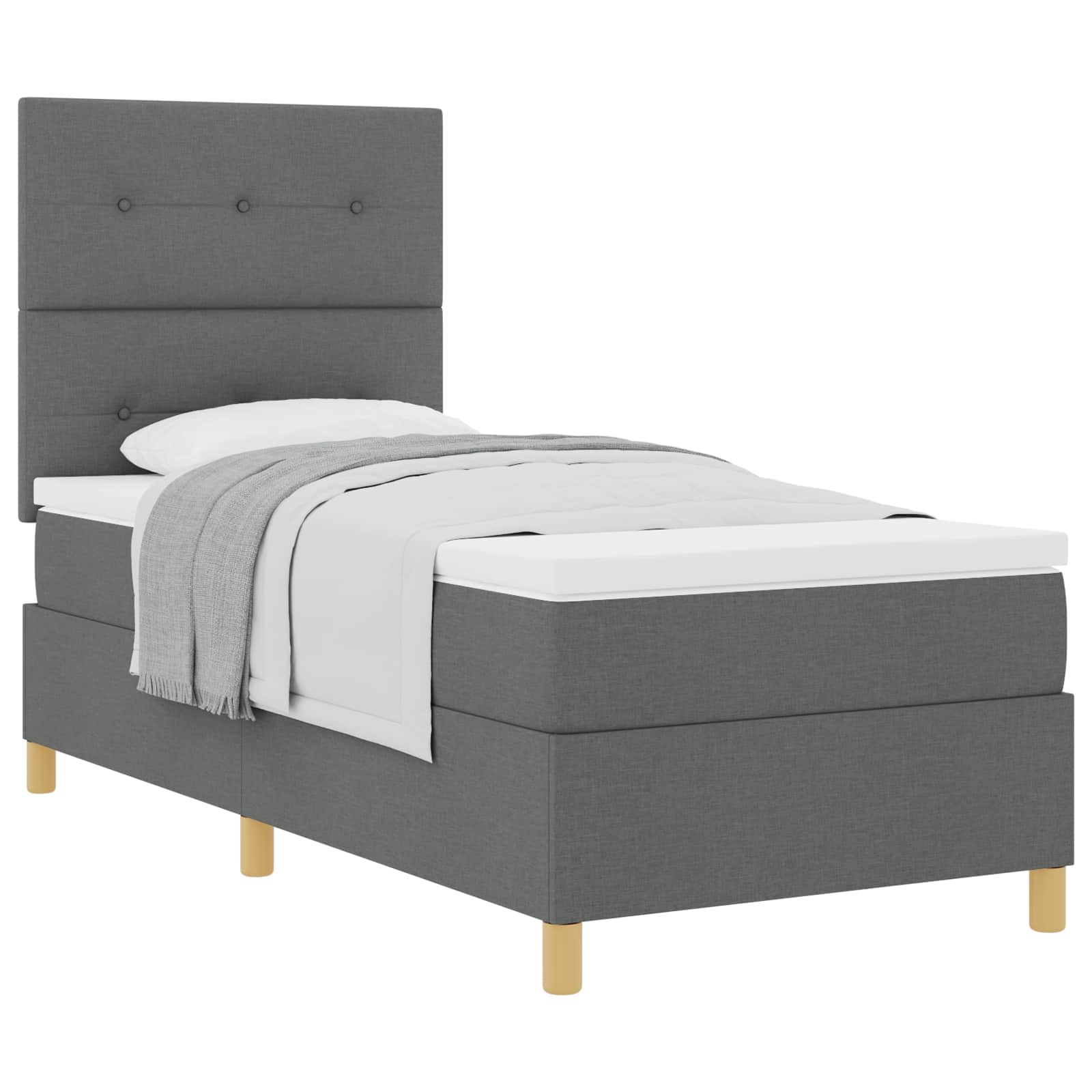 Boxspringbett mit Kopfteil Dunkelgrau 100 x 200 cm Stoff
