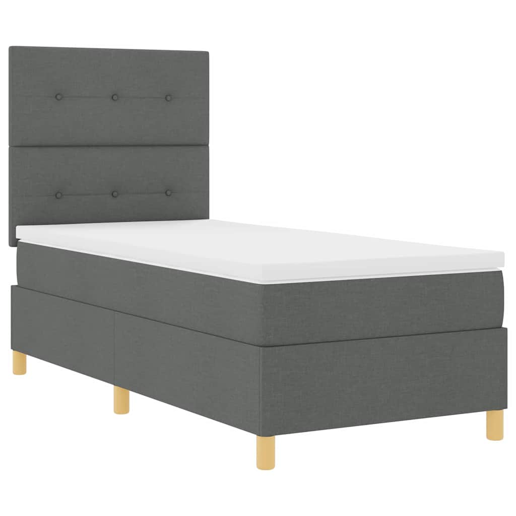 Boxspringbett mit Kopfteil Dunkelgrau 100 x 200 cm Stoff