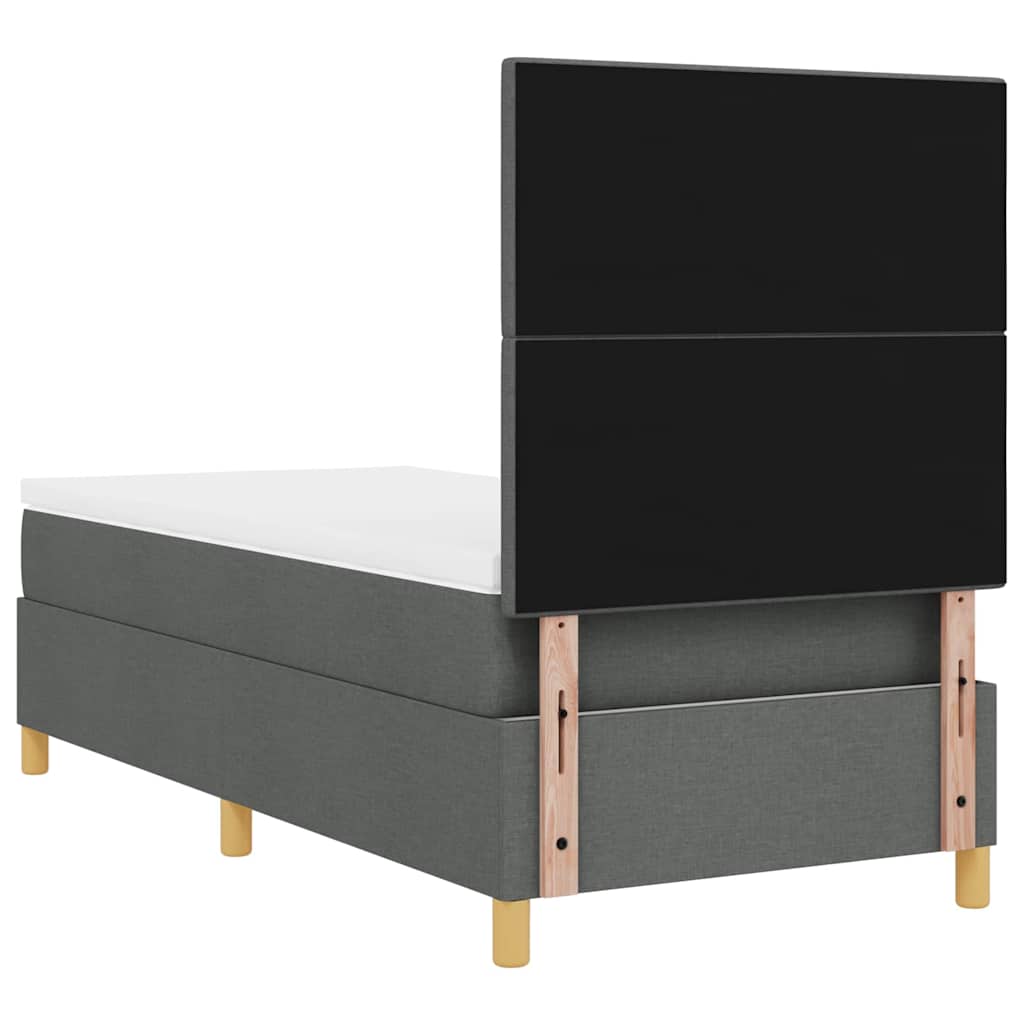 Boxspringbett mit Kopfteil Dunkelgrau 100 x 200 cm Stoff