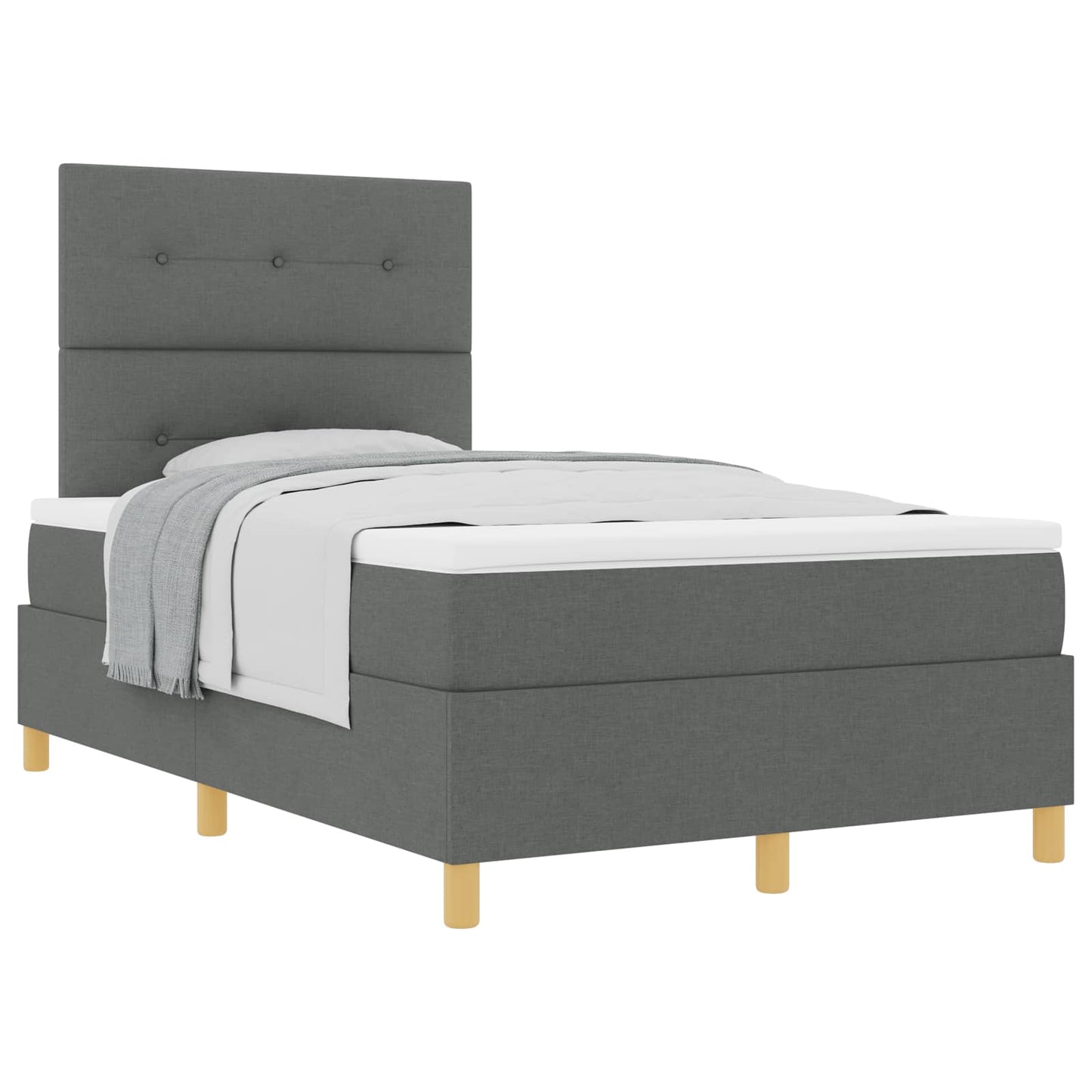 Boxspringbett mit Kopfteil Dunkelgrau 120 x 200 cm Stoff
