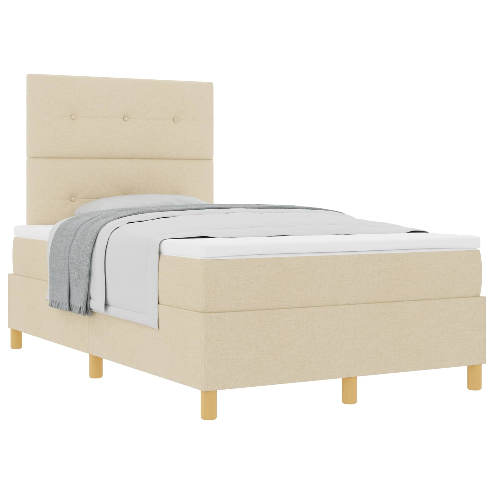 Boxspringbett mit Kopfteil Creme 120 x 200 cm Stoff