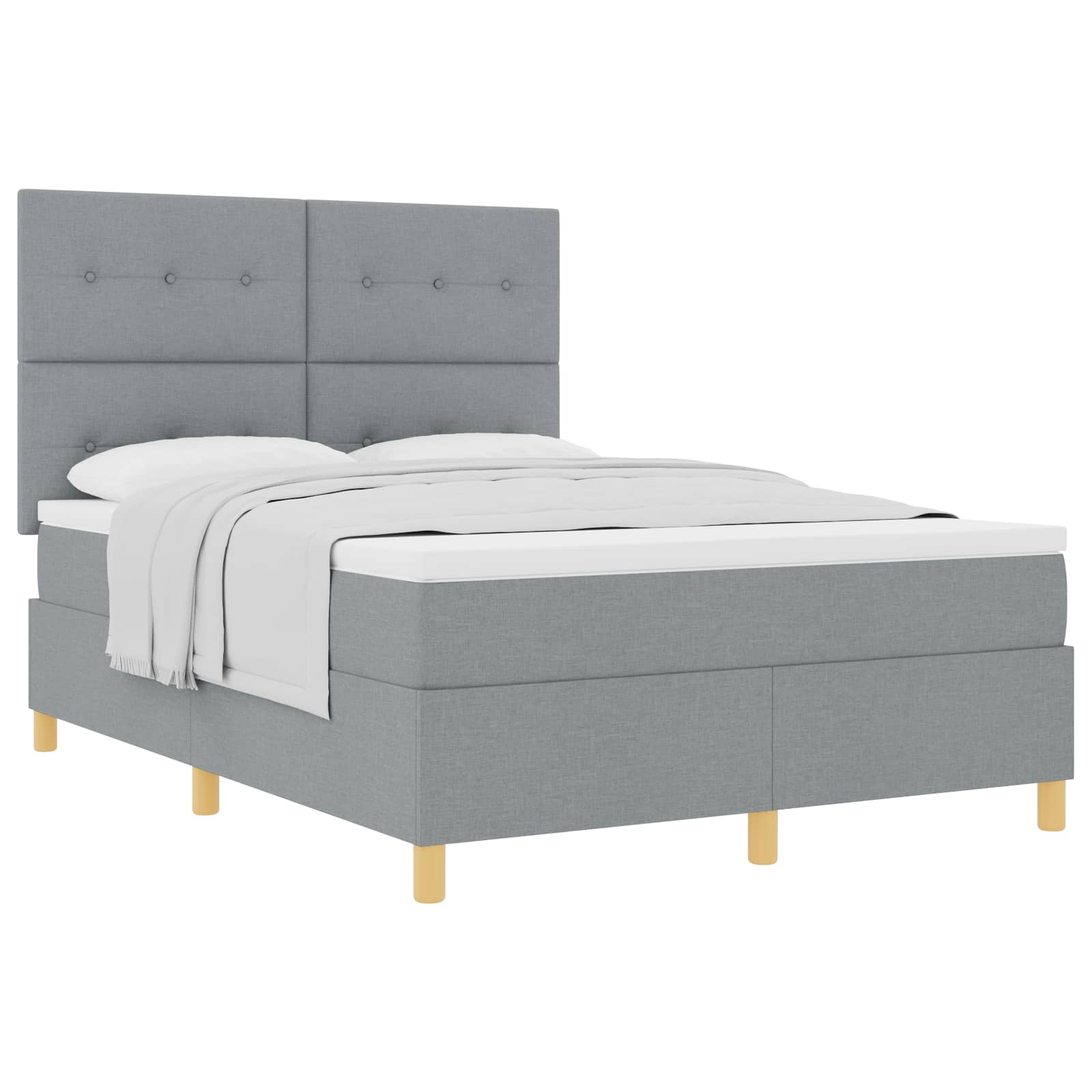 Boxspringbett mit Matratze Hellgrau 140 x 190 cm Stoff