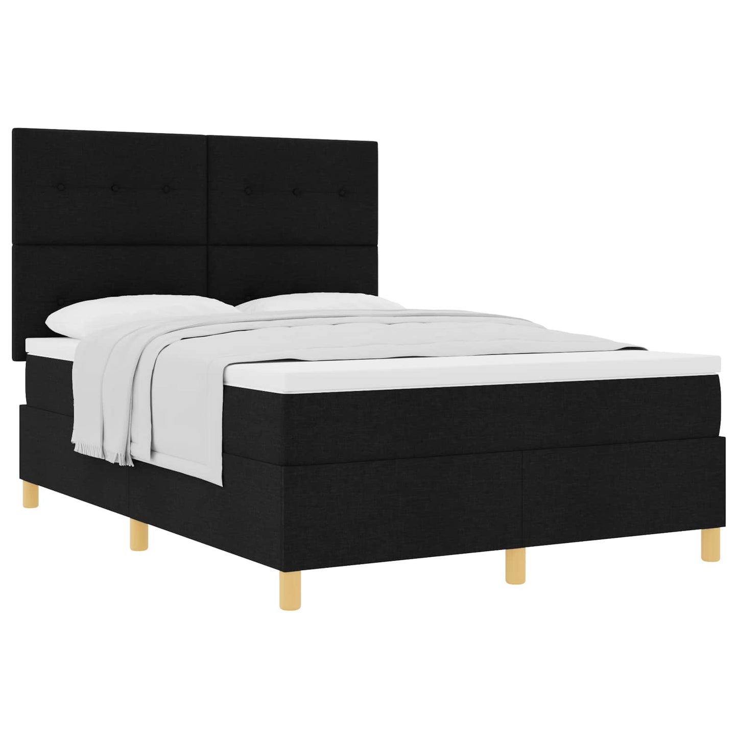 Boxspringbett mit Kopfteil Schwarz 140 x 190 cm Stoff