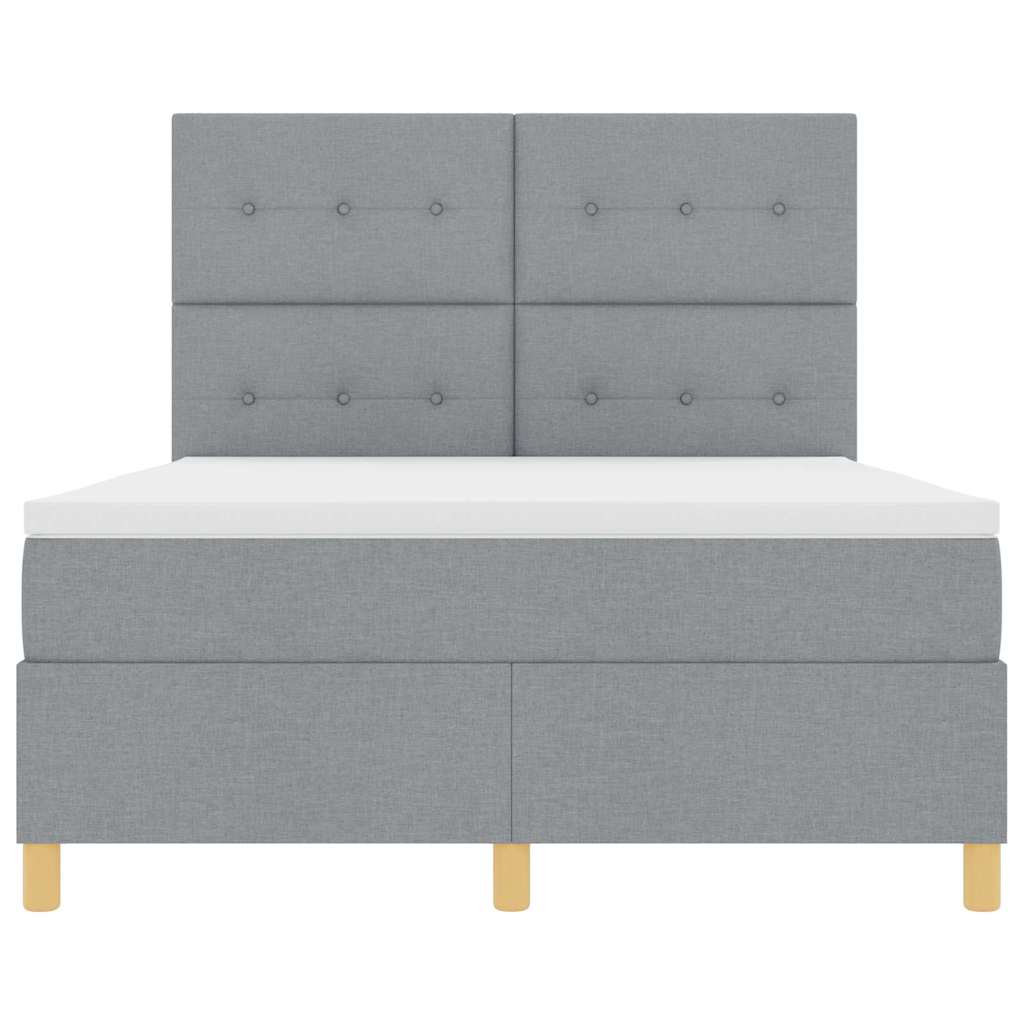 Boxspringbett mit Matratze Hellgrau 140 x 200 cm Stoff