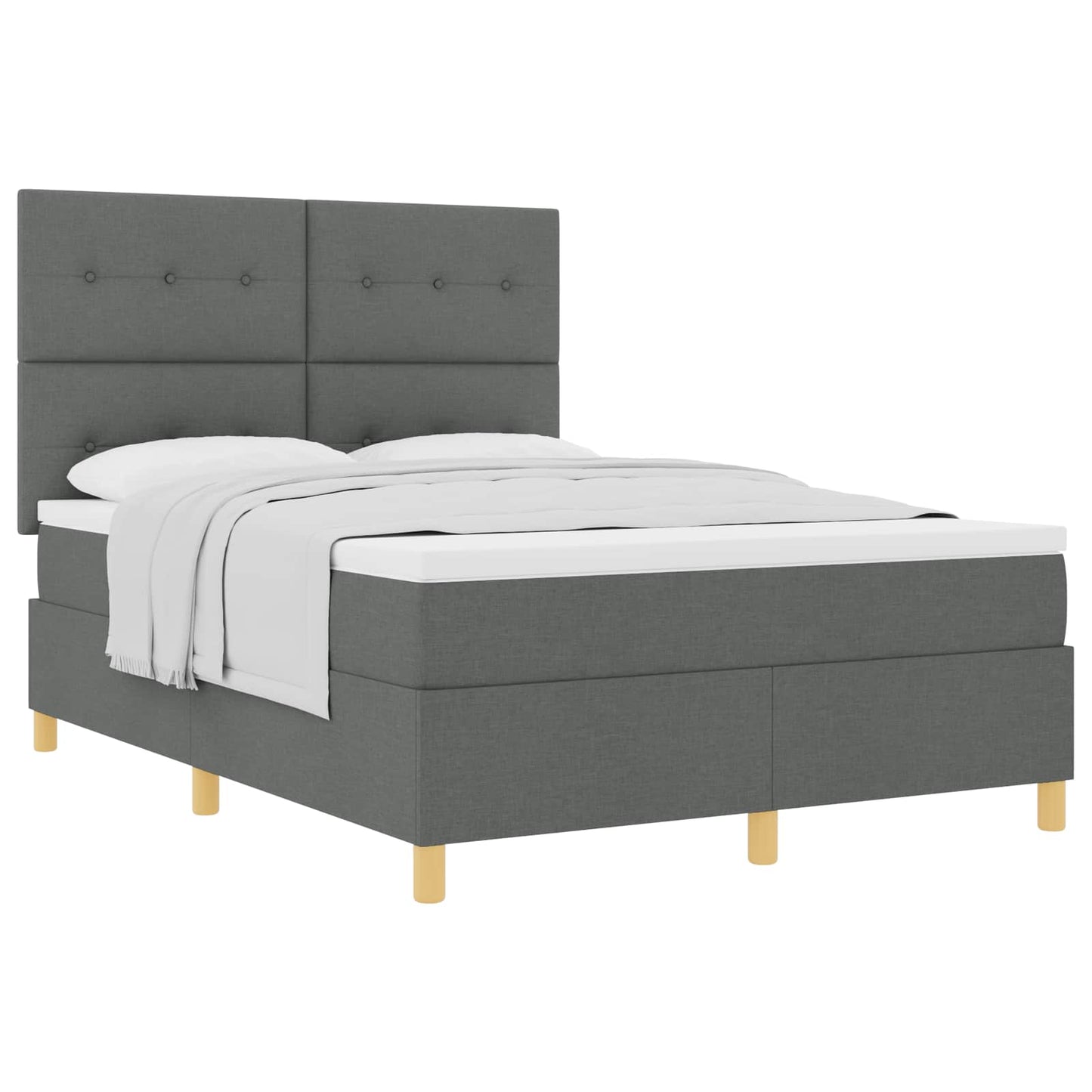 Boxspringbett mit Kopfteil Dunkelgrau 140 x 200 cm Stoff