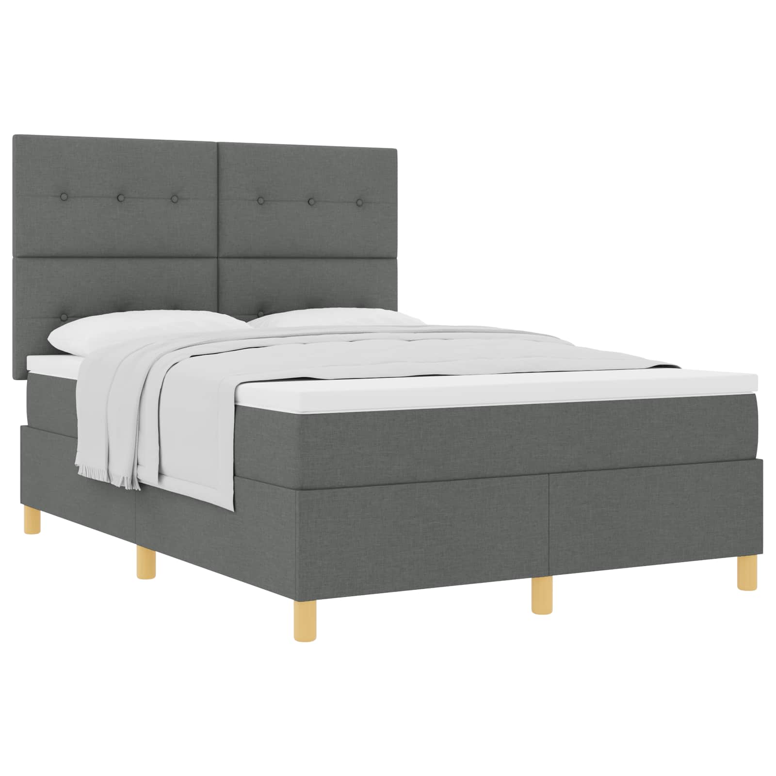 Boxspringbett mit Kopfteil Dunkelgrau 140 x 200 cm Stoff