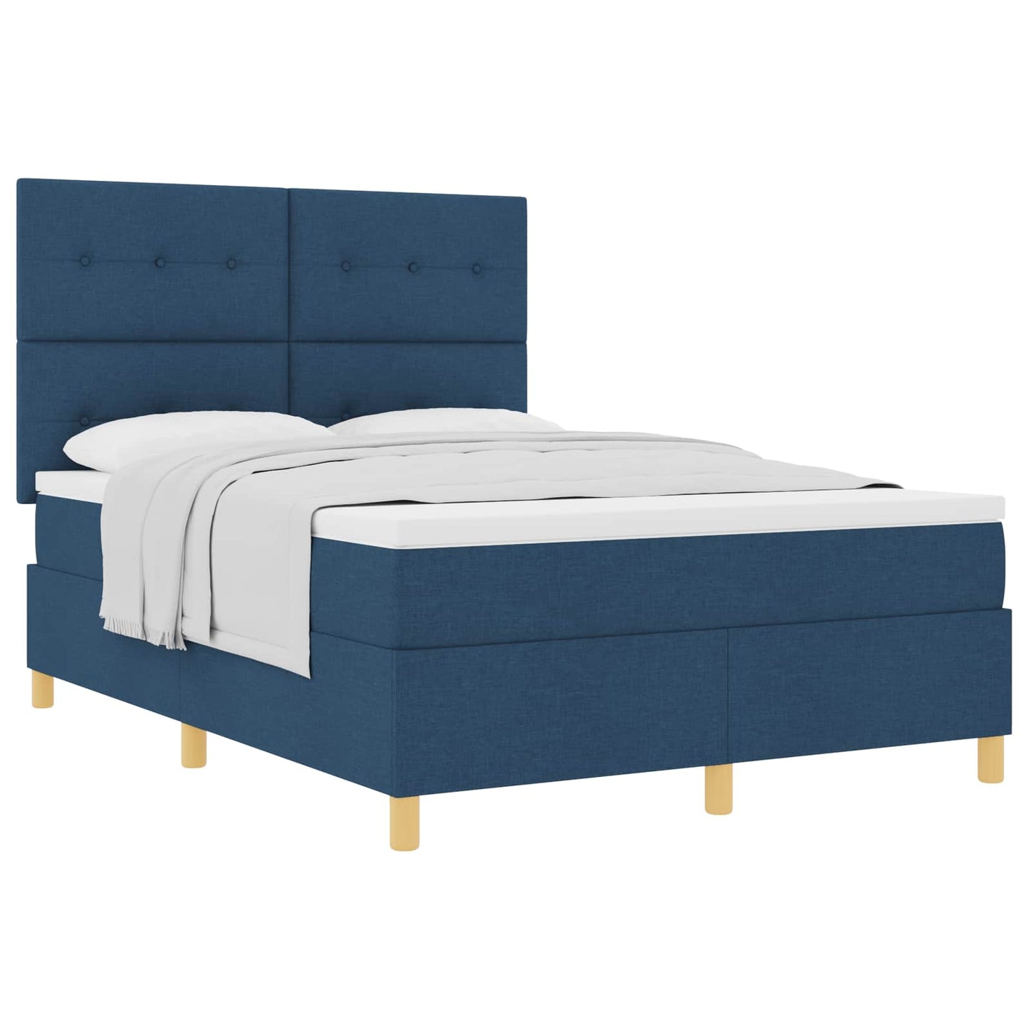 Boxspringbett mit Kopfteil Blau 140 x 200 cm Stoff