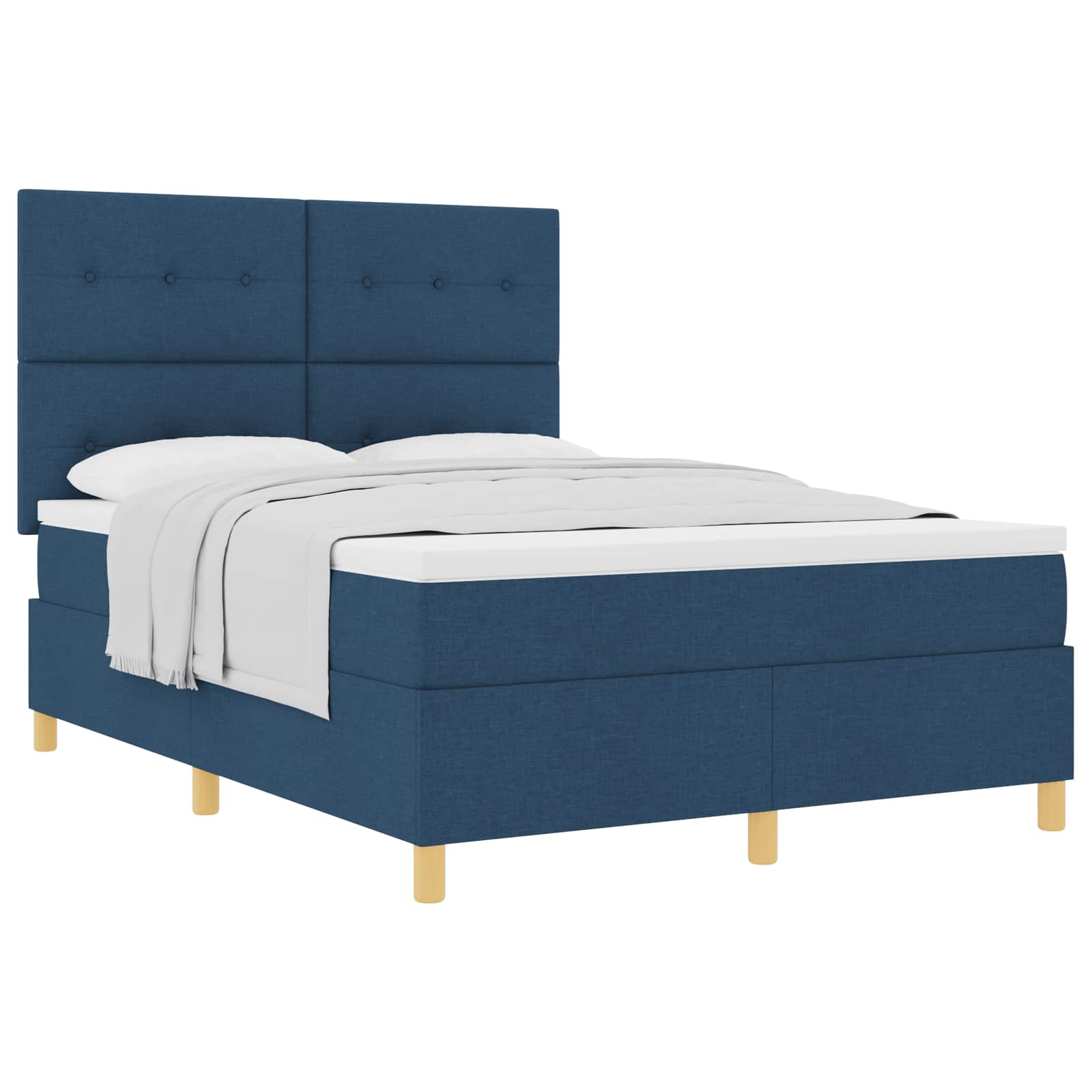 Boxspringbett mit Kopfteil Blau 140 x 200 cm Stoff