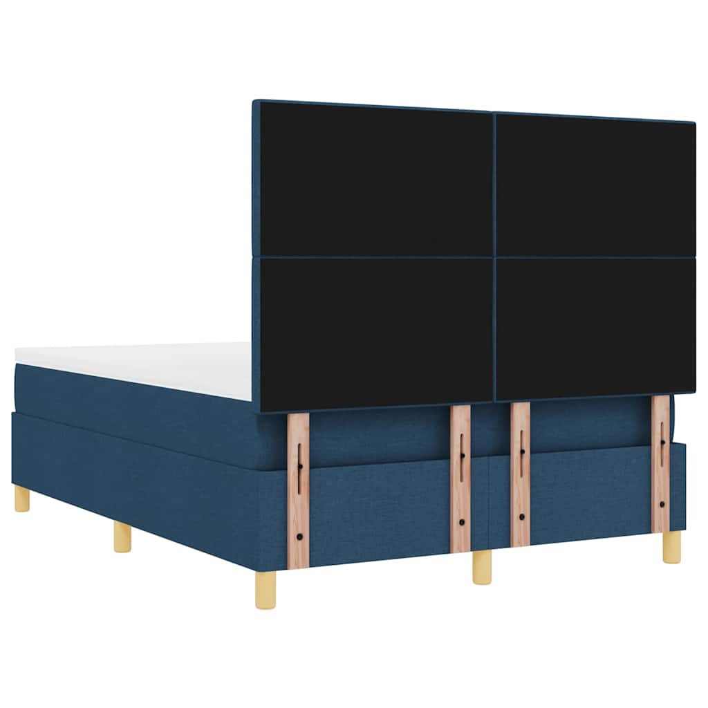Boxspringbett mit Kopfteil Blau 140 x 200 cm Stoff