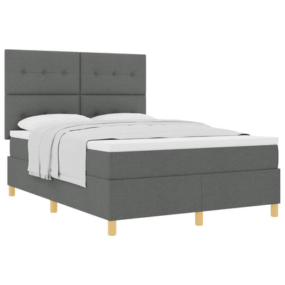 Boxspringbett mit Kopfteil Dunkelgrau 160 x 200 cm Stoff