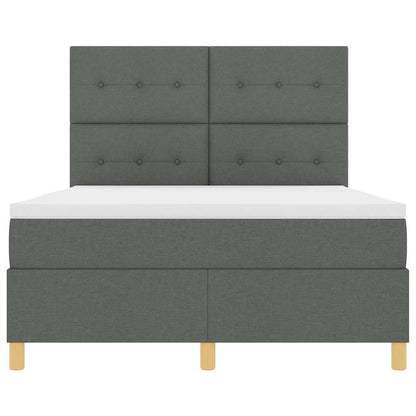 Boxspringbett mit Kopfteil Dunkelgrau 160 x 200 cm Stoff