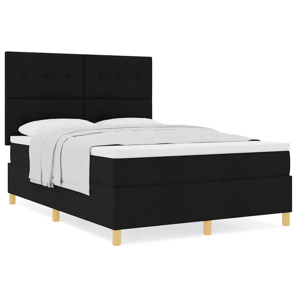 Boxspringbett mit Matratze Schwarz 160 x 200 cm Stoff