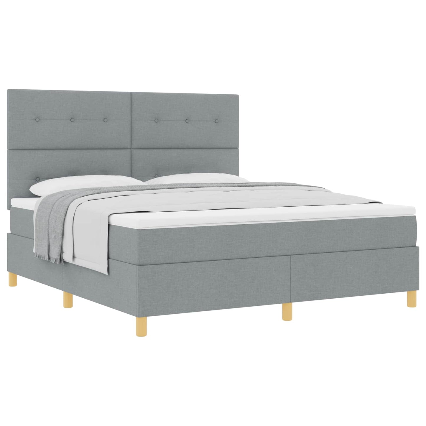 Boxspringbett mit Kopfteil Hellgrau 180 x 200 cm Stoff