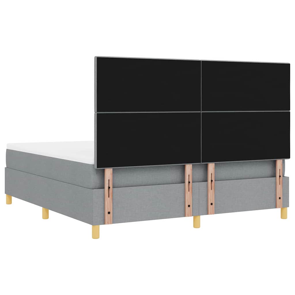 Boxspringbett mit Kopfteil Hellgrau 180 x 200 cm Stoff