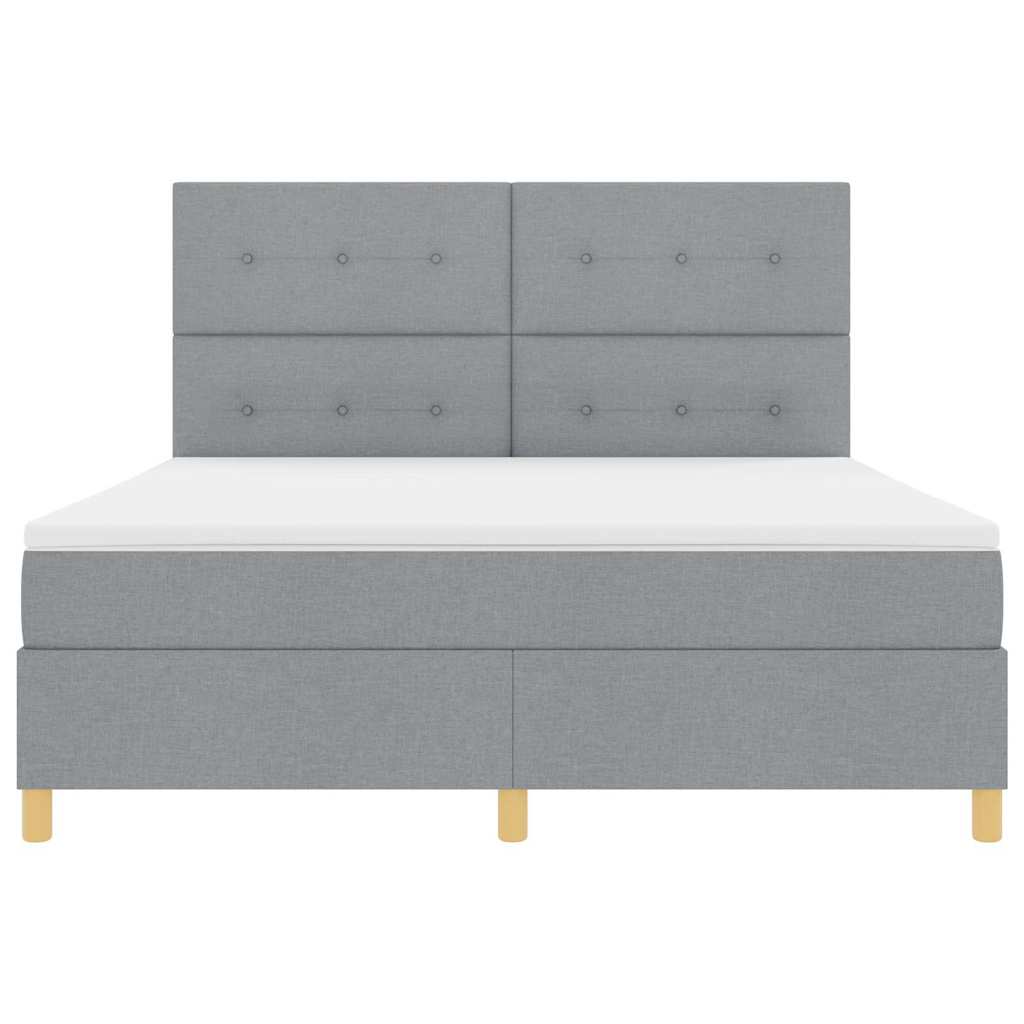Boxspringbett mit Kopfteil Hellgrau 180 x 200 cm Stoff