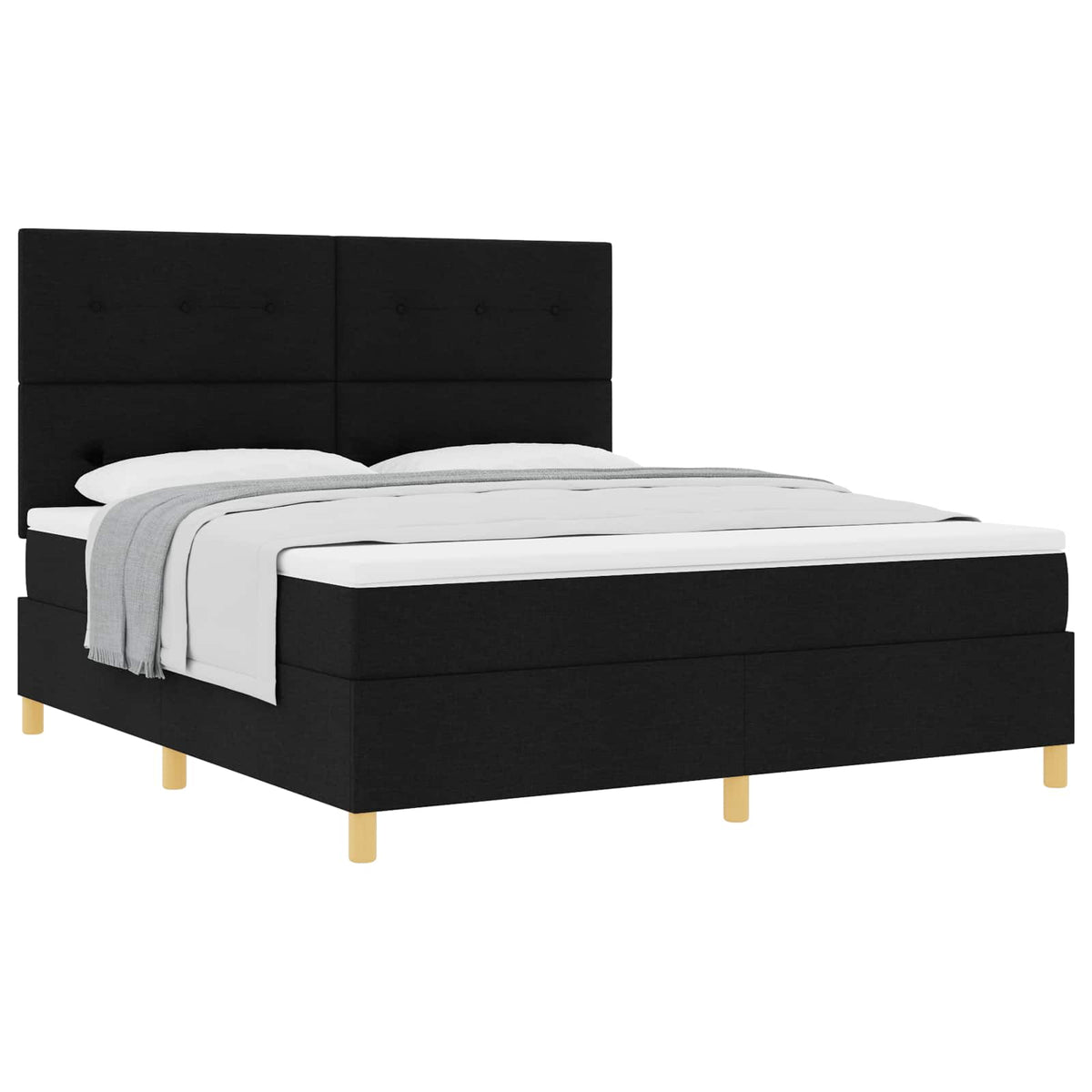 Boxspringbett mit Kopfteil Schwarz 180 x 200 cm Stoff