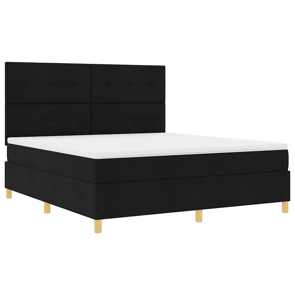 Boxspringbett mit Kopfteil Schwarz 180 x 200 cm Stoff