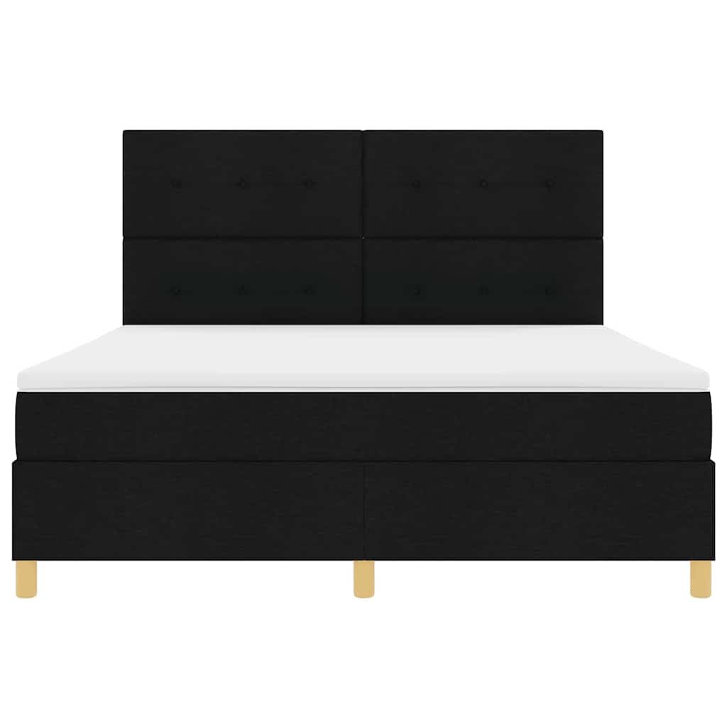 Boxspringbett mit Kopfteil Schwarz 180 x 200 cm Stoff