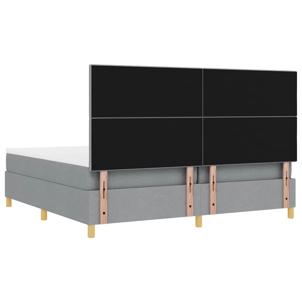 Boxspringbett mit Kopfteil Hellgrau 200 x 200 cm Stoff