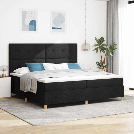 Boxspringbett mit Kopfteil Schwarz 200 x 200 cm Stoff