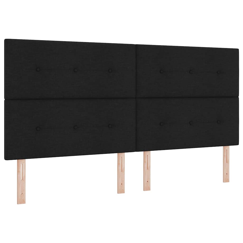 Boxspringbett mit Kopfteil Schwarz 200 x 200 cm Stoff