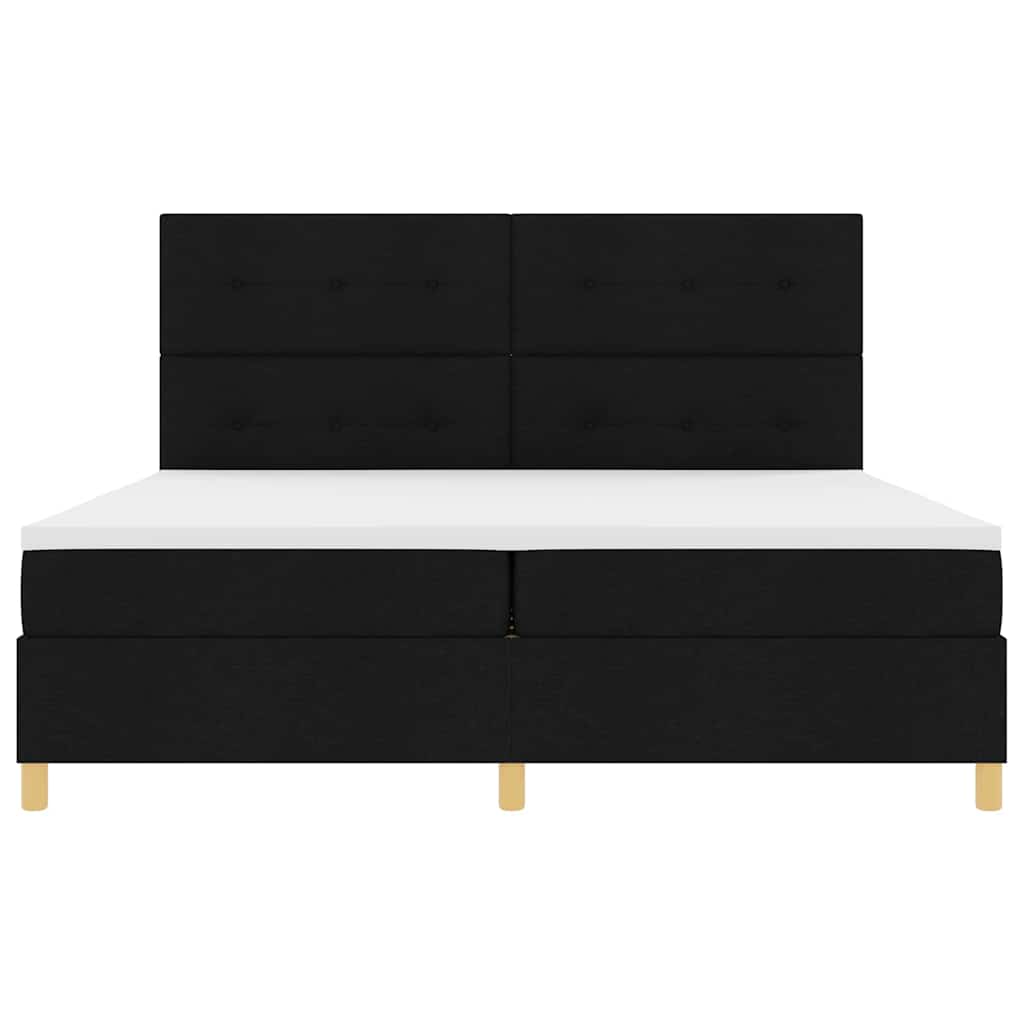 Boxspringbett mit Kopfteil Schwarz 200 x 200 cm Stoff