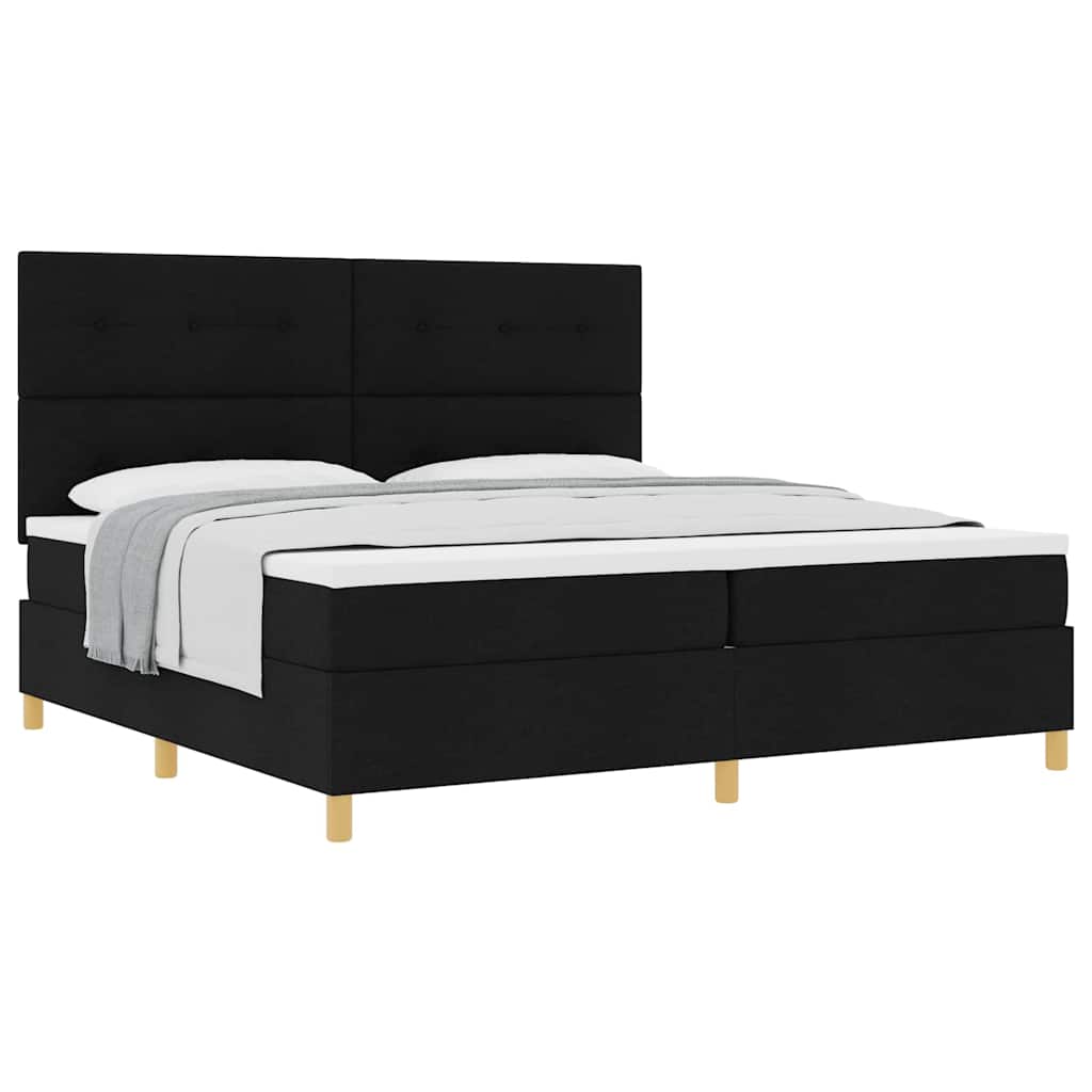 Boxspringbett mit Kopfteil Schwarz 200 x 200 cm Stoff