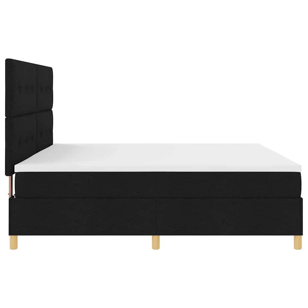 Boxspringbett mit Kopfteil Schwarz 200 x 200 cm Stoff