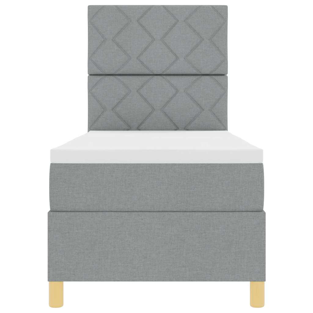 Boxspringbett mit Kopfteil Hellgrau 80 x 200 cm Stoff