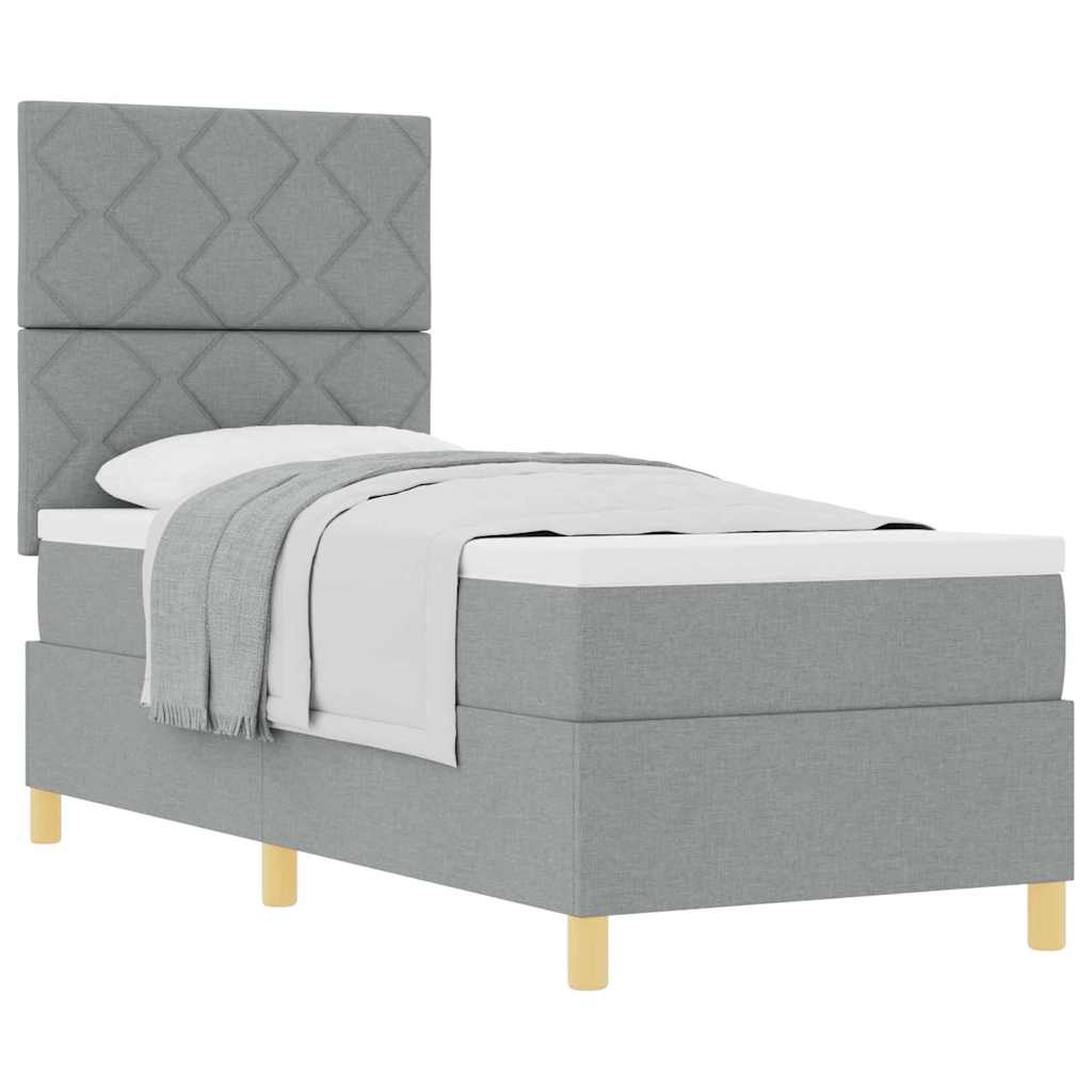 Boxspringbett mit Kopfteil Hellgrau 80 x 200 cm Stoff