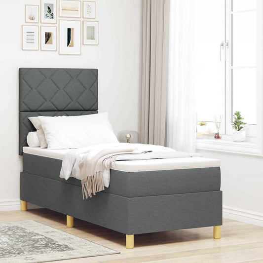 Boxspringbett mit Kopfteil Dunkelgrau 80 x 200 cm Stoff