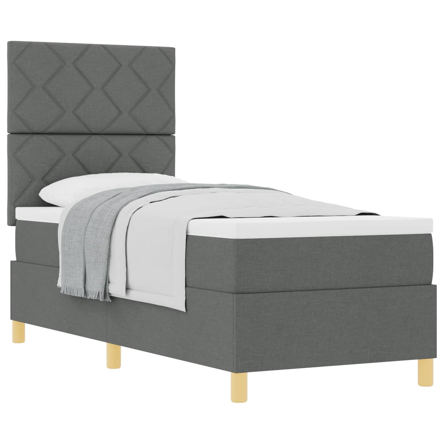 Boxspringbett mit Kopfteil Dunkelgrau 80 x 200 cm Stoff