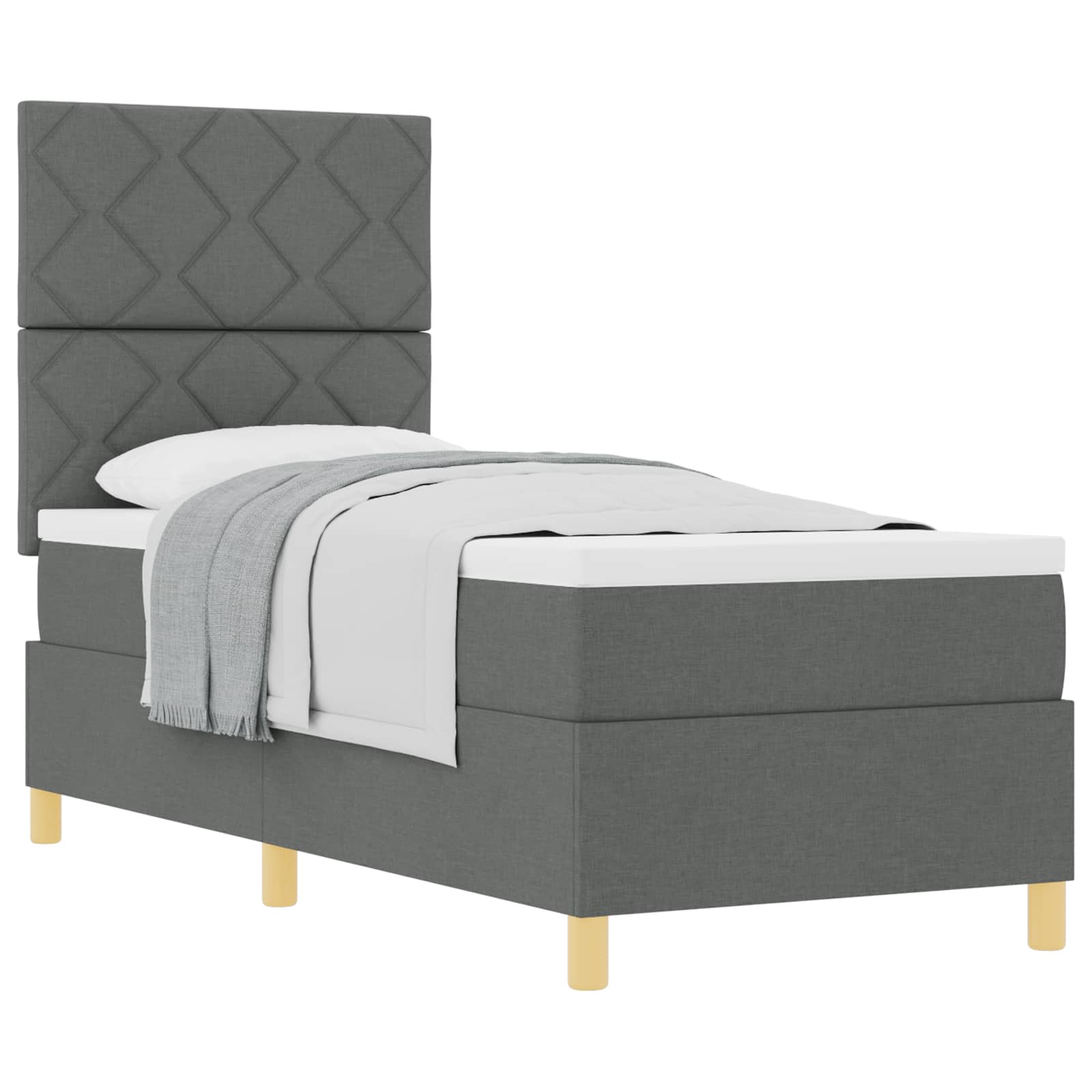 Boxspringbett mit Kopfteil Dunkelgrau 80 x 200 cm Stoff