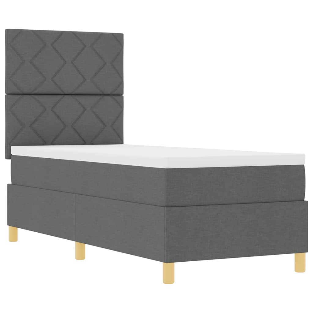 Boxspringbett mit Kopfteil Dunkelgrau 80 x 200 cm Stoff