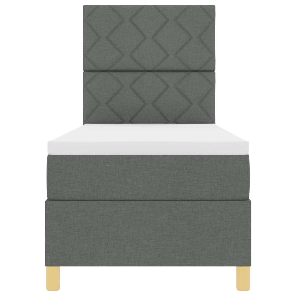 Boxspringbett mit Kopfteil Dunkelgrau 80 x 200 cm Stoff