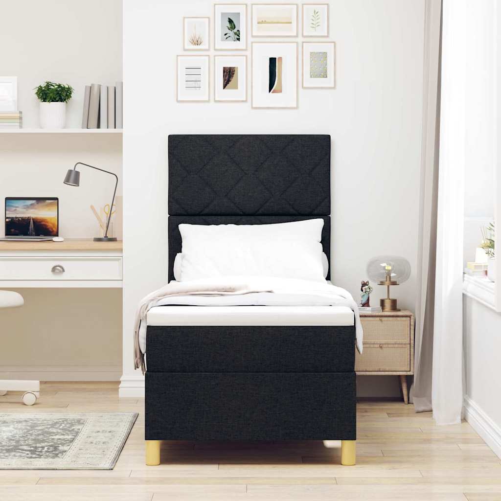 Boxspringbett mit Kopfteil Schwarz 80 x 200 cm Stoff