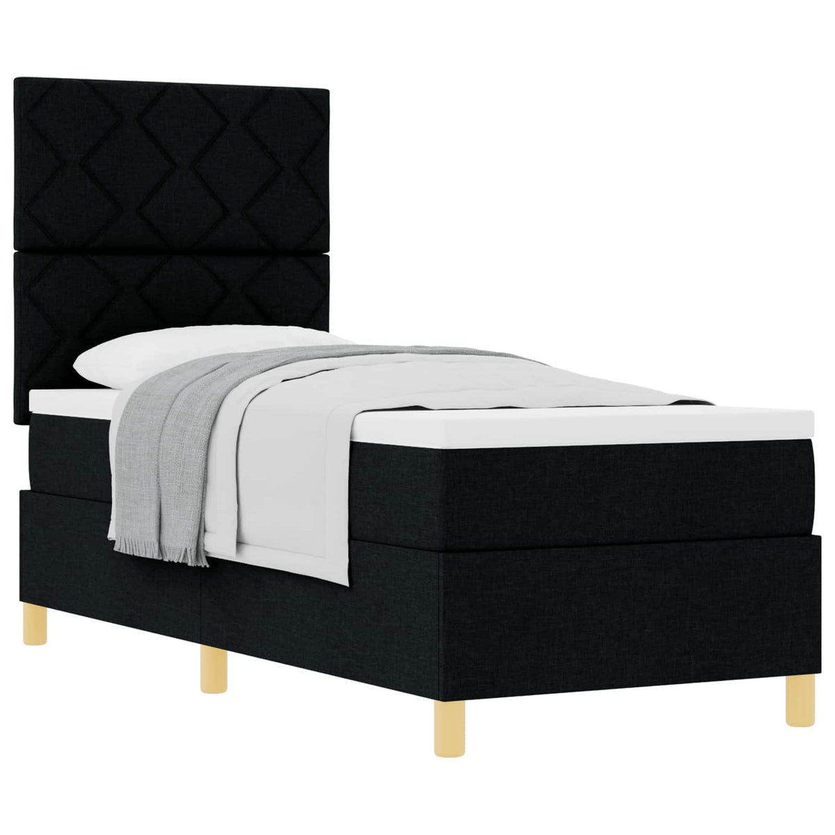 Boxspringbett mit Kopfteil Schwarz 80 x 200 cm Stoff
