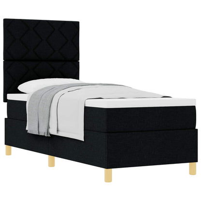 Boxspringbett mit Kopfteil Schwarz 80 x 200 cm Stoff