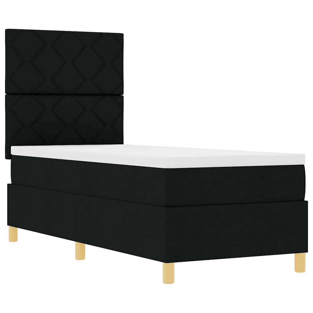 Boxspringbett mit Kopfteil Schwarz 80 x 200 cm Stoff